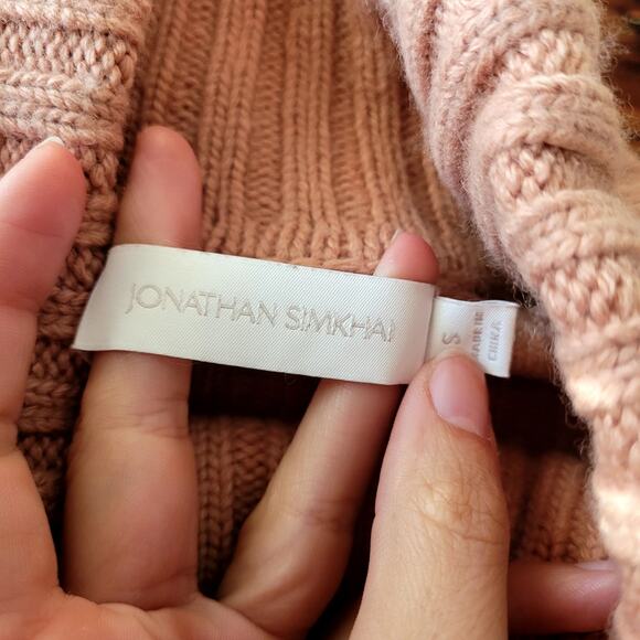 Jonathan Simkhai Dusty Pink Cropped Pink Sweater Sz S - Picture 3 of 5